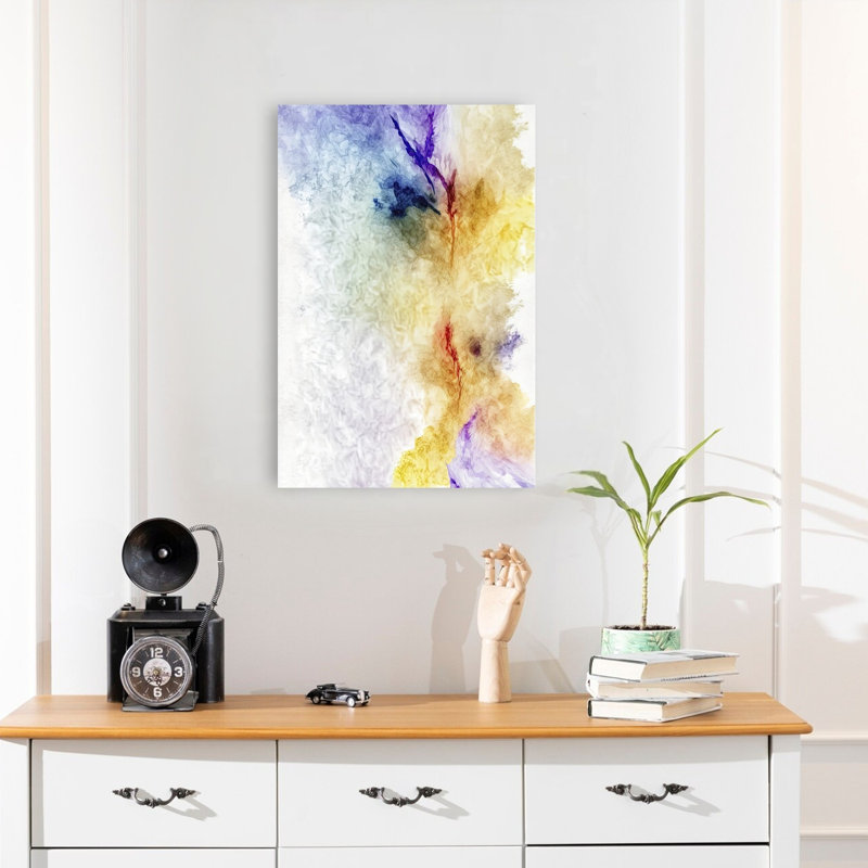 Ethereal Watercolor Flow Abstract Contemporary Modern Violet Wall Art Print 1 Piece Wrapped Canvas Wall Art
