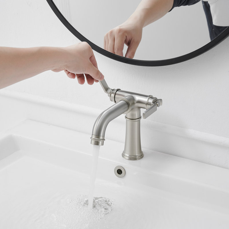 Single-Hole 2-handle Bathroom Faucet with Drain Assembly, Brushed Nickel