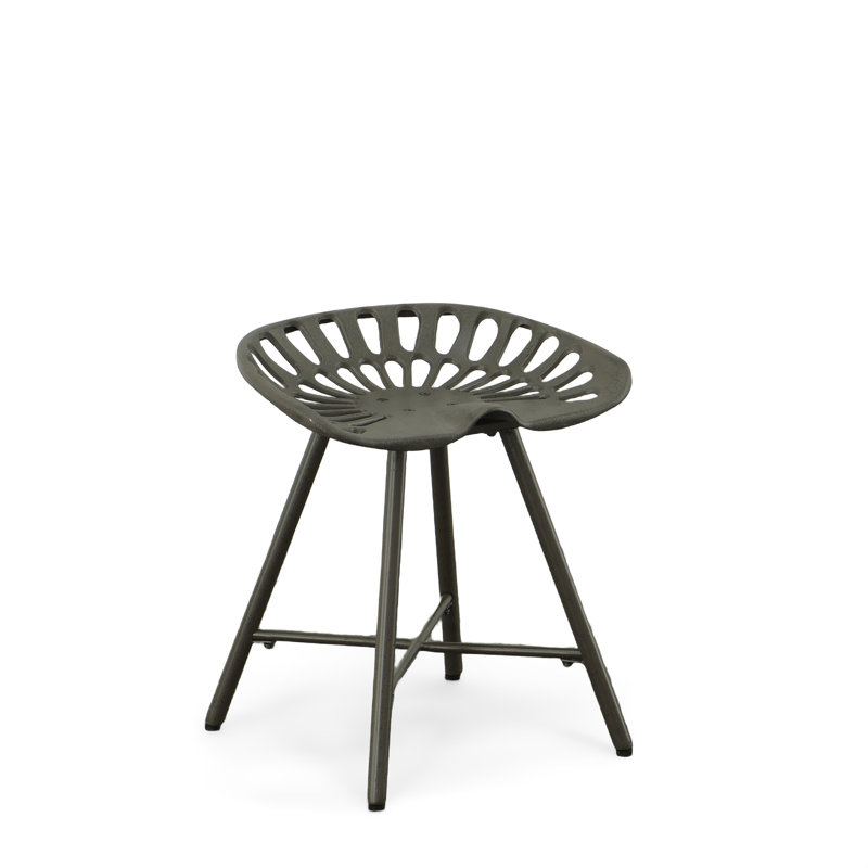Rustic Grey 14.5"D x 18"W x 17.5"H Vintage Tractor Seat Compact Bar Stool, Industrial