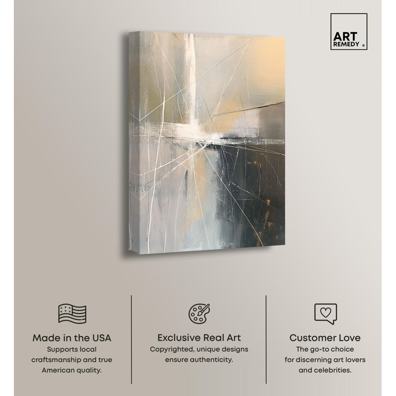 Contemporary Abstract Wrapped Canvas Art in Minimalist Style, 15" x 10"