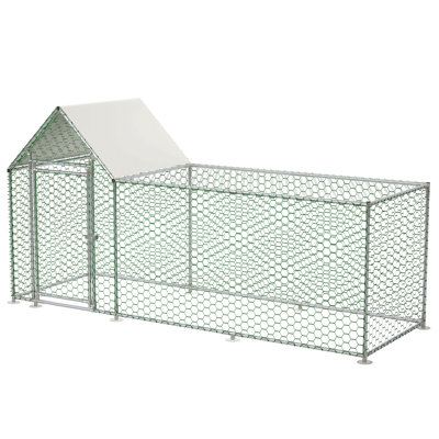 Metal Chicken Coop Run Backyard Hen House Poultry Habitat Cage W/Cover