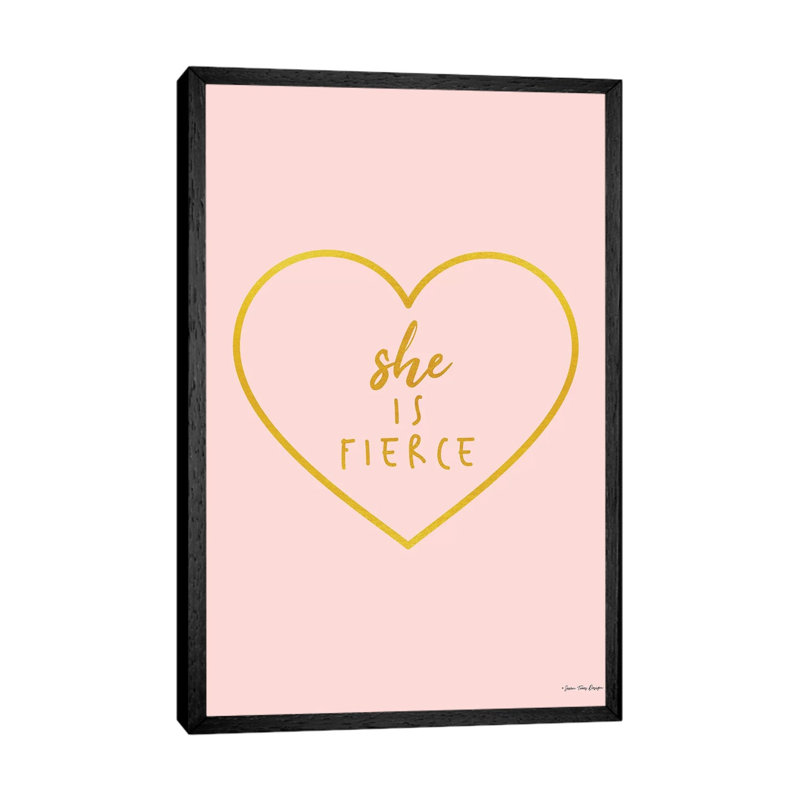 She Is Fierce - Print on Canvas, 66.04cm H x 45.72cm W x 3.81cm D, Black Floater Framed