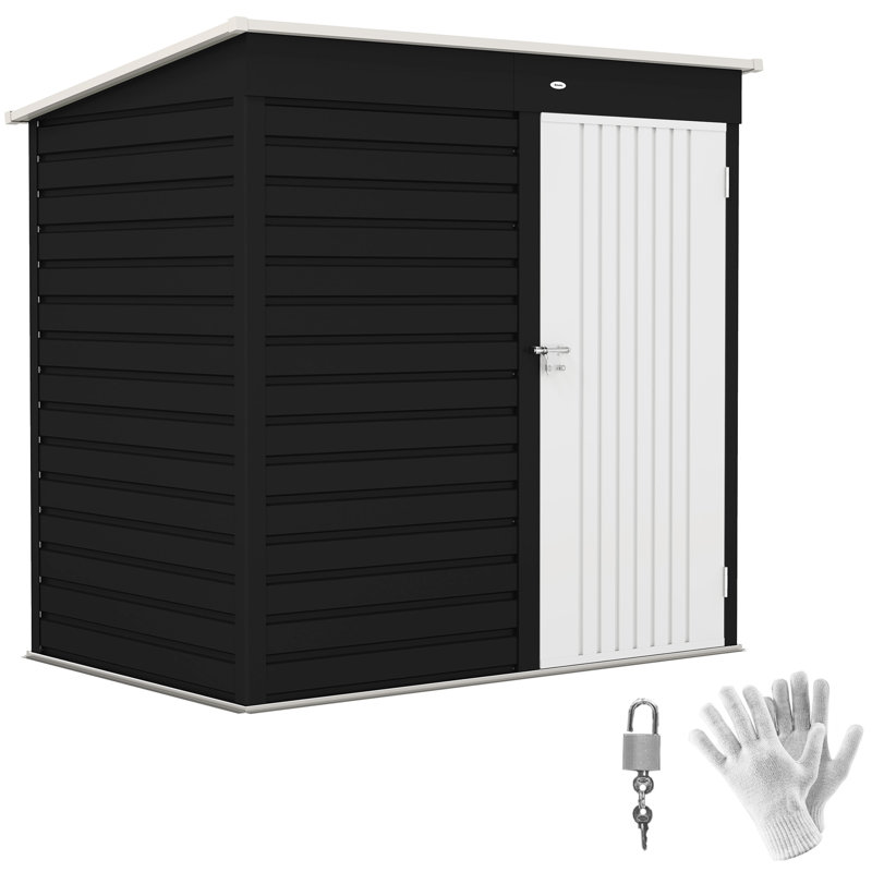 Outsunny 6 x 4ft Metal Garden Shed Easy to Assemble Lockable Door Dark Grey