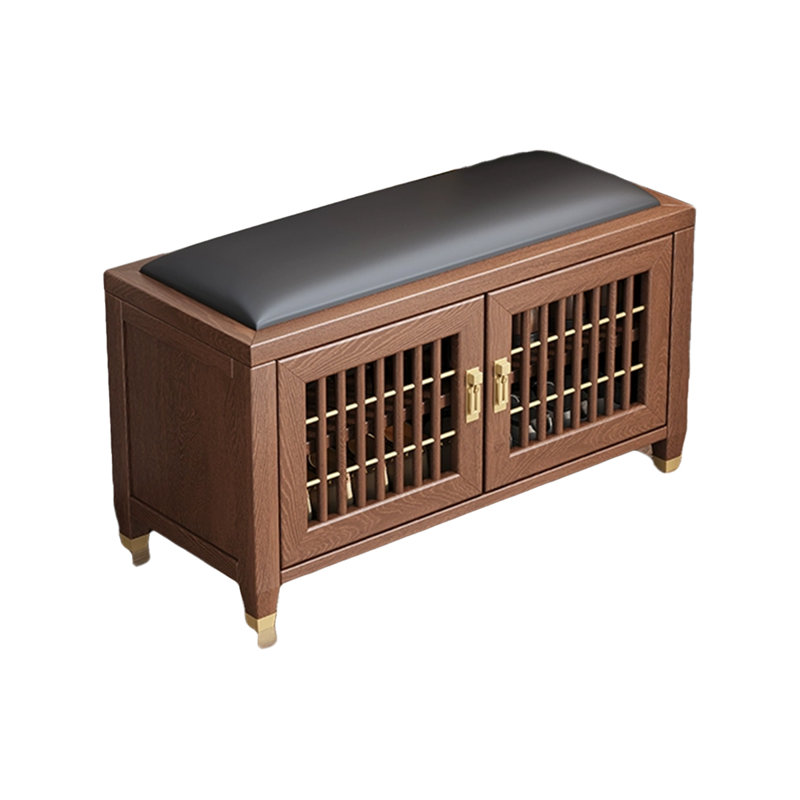 Banc de rangement en bois massif Traditional, Noir