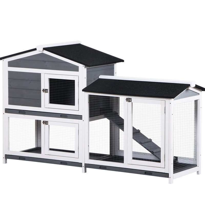 Cage à lapin spacieuse à plusieurs niveaux avec toit en asphalte durable pour une utilisation intérieure et extérieure