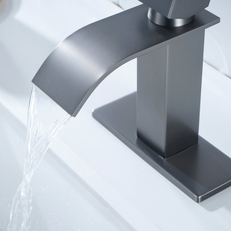 Centerset Single-handle Bathroom Faucet with Drain Assembly, Brushed Gray