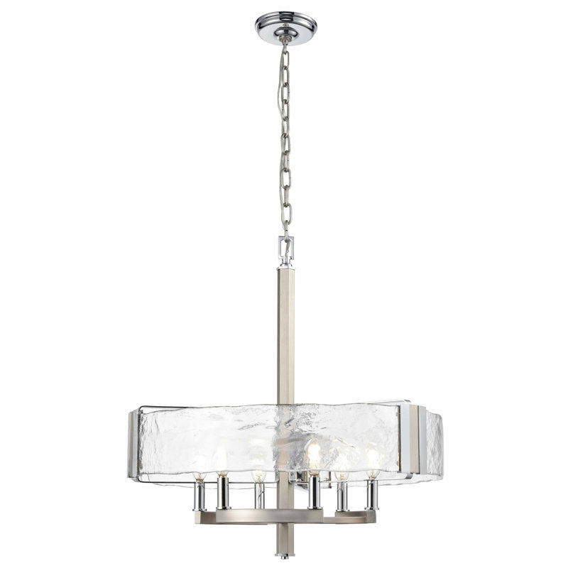 Lustre rectangulaire 6 lumières unique Clairette, Chrome / nickel poli