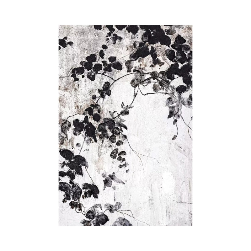 «Black Leaves» par Design Fabrikken, reproduction d'art sur toile tendue, H 26 po x l 18 po x 1,5 po