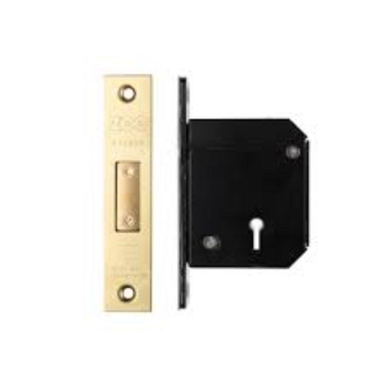 British Standard 5 Lever Deadlock, Polished Brass