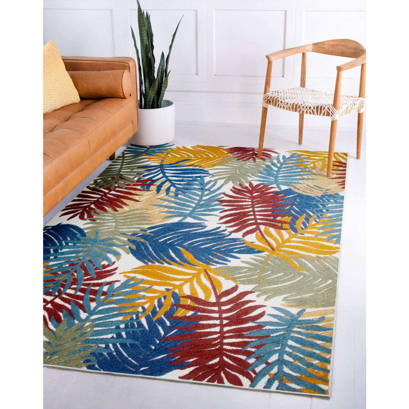 Floral Indoor Area Rug in Multicolor, Rectangle 3' x 5'