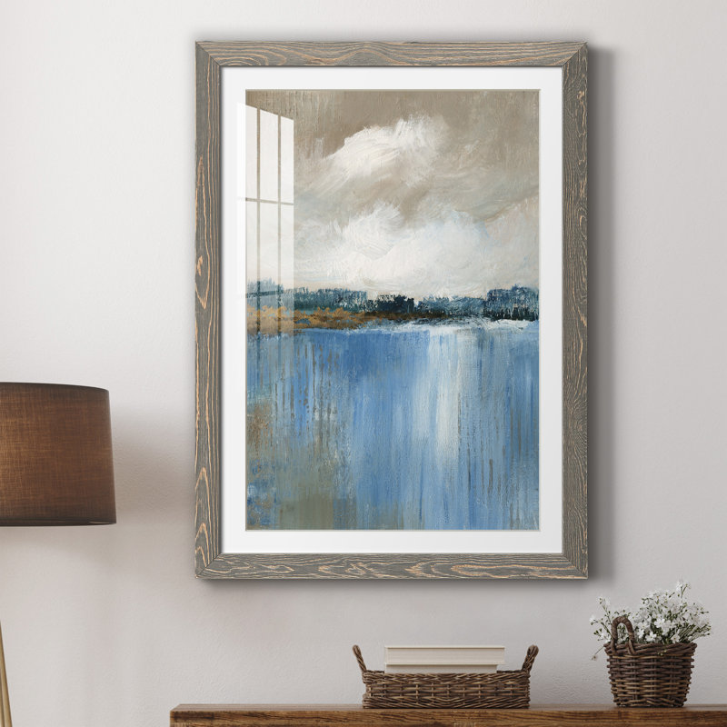 Vent et eau - Peinture encadrée, gris, H 44 po x l 31 po x P 1 po