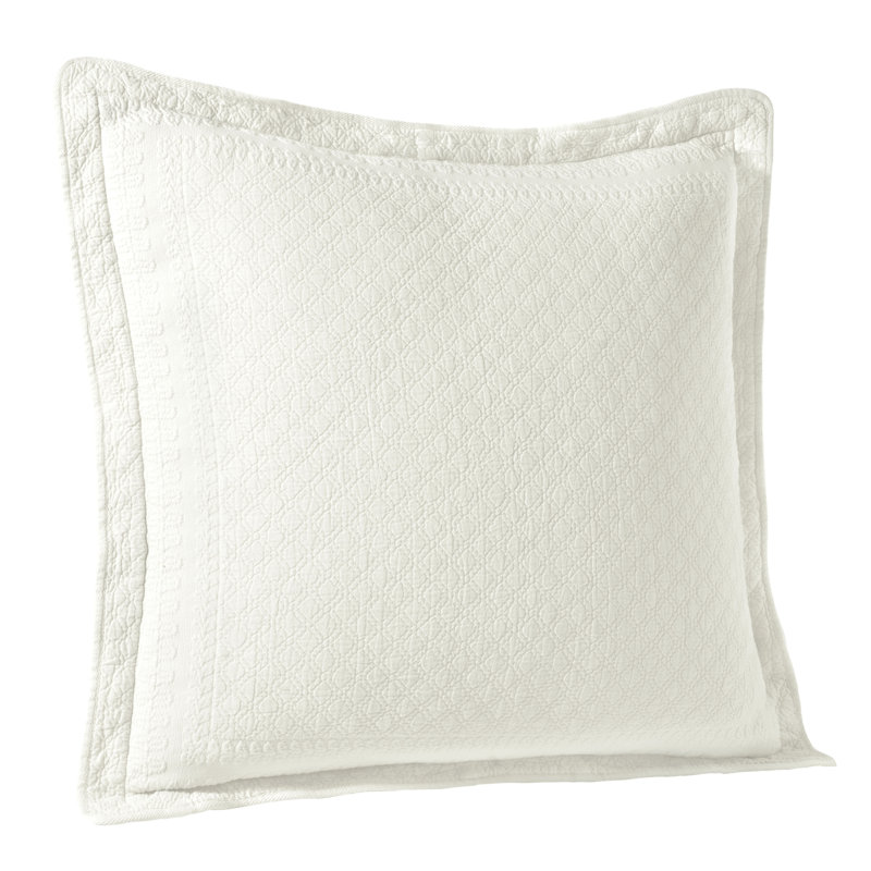 Historic Charleston King Charles Matelasse Decorative Pillow Sham, Classic Cotton King Pillow Cover, 20 in x 36 in, 1 Count, White
