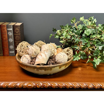 Déco panier, gousses et orbes naturel
