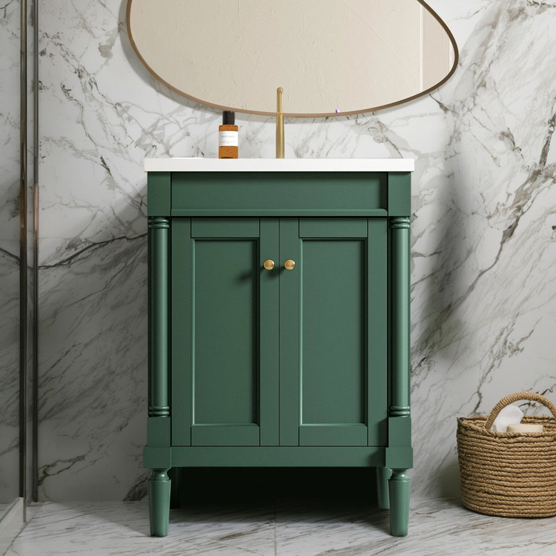 This Single-Sink Bathroom Vanity Comes With An Overhead Sink, Paired With A Double-Layer Modern Bathroom Storage Cabinet And A Large Storage Rack. It Takes Into Account Both Washing Functions And Storage Needs, And Optimizes Bathroom Space Utilization Wit