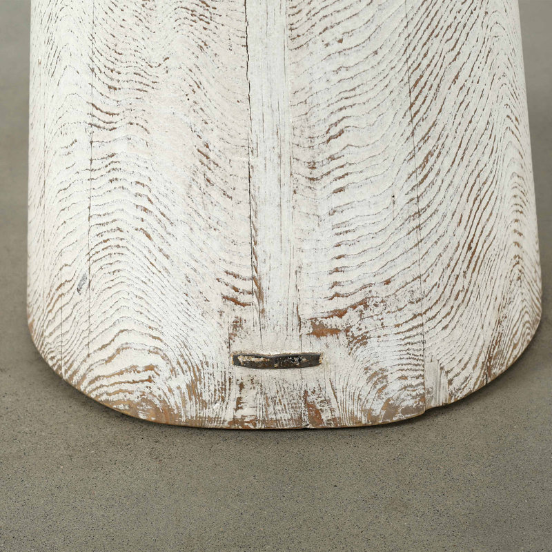 Solid Wood End Table, Off White