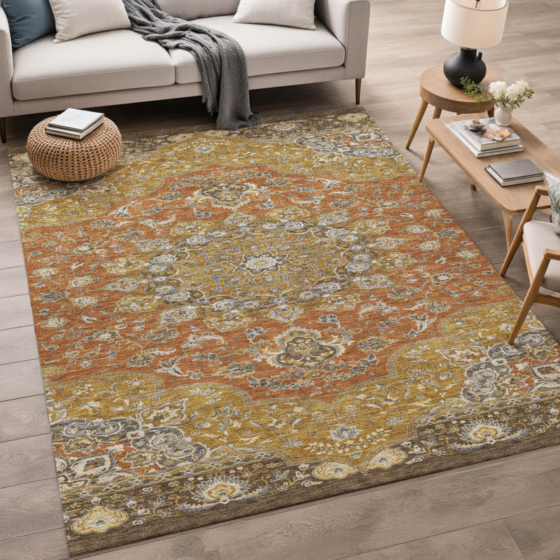 Machine Washable Indoor/Outdoor Chantille ACN2853 Global Rug, Paprika, 9' x 12'