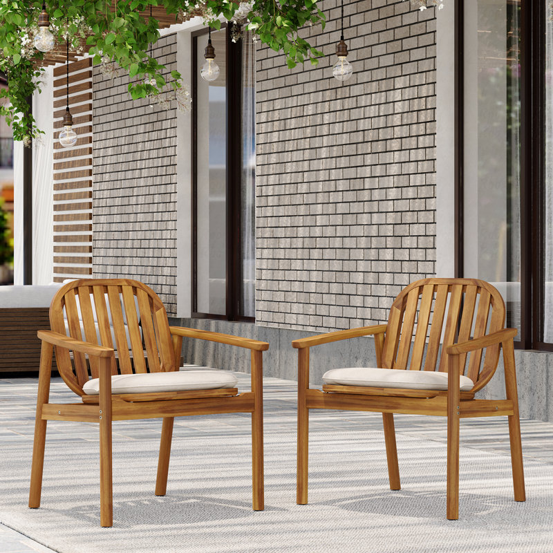 Set Of 2 Outdoor Patio Dining Chair, With Cushion
