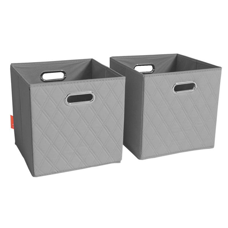 Jiaessentials Faux Leather Cube or Bin Set, 12" H x 12" W x 12" D, Gray