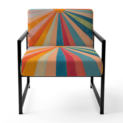 Colorful Mid Century Optical Serenade I - Upholstered Mid-Century Modern Arm Chair, Midcentury Abstract Accent Chair
