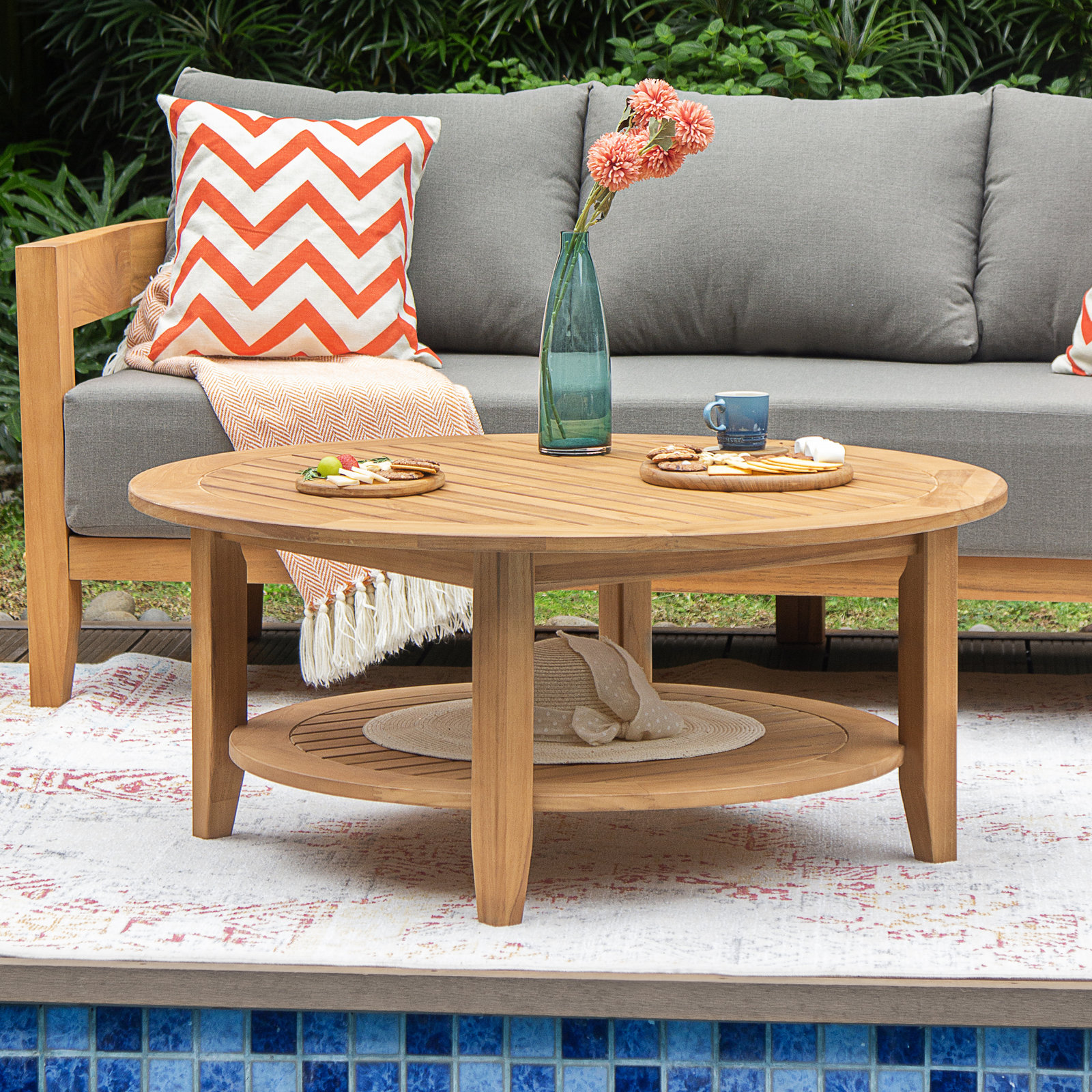 Keaton 5-Person Teak Patio Seating Group, Gray