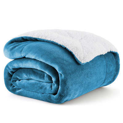 Sanborn Soft Reversible Sherpa Fleece Fur Thick Blanket Throw