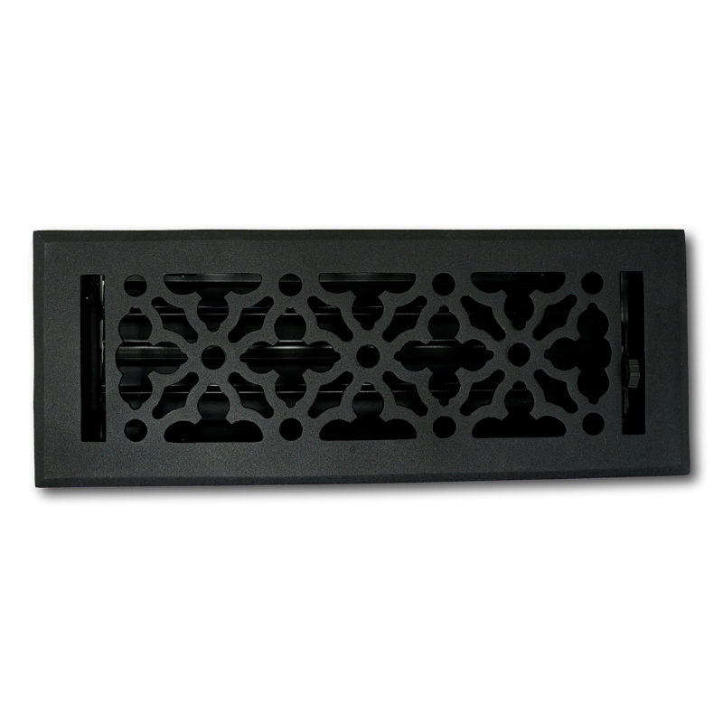 Madelyn Carter Solid Aluminum Gothic Vent Cover with Damper - Floor & Wall Register - Matte Black, Black
