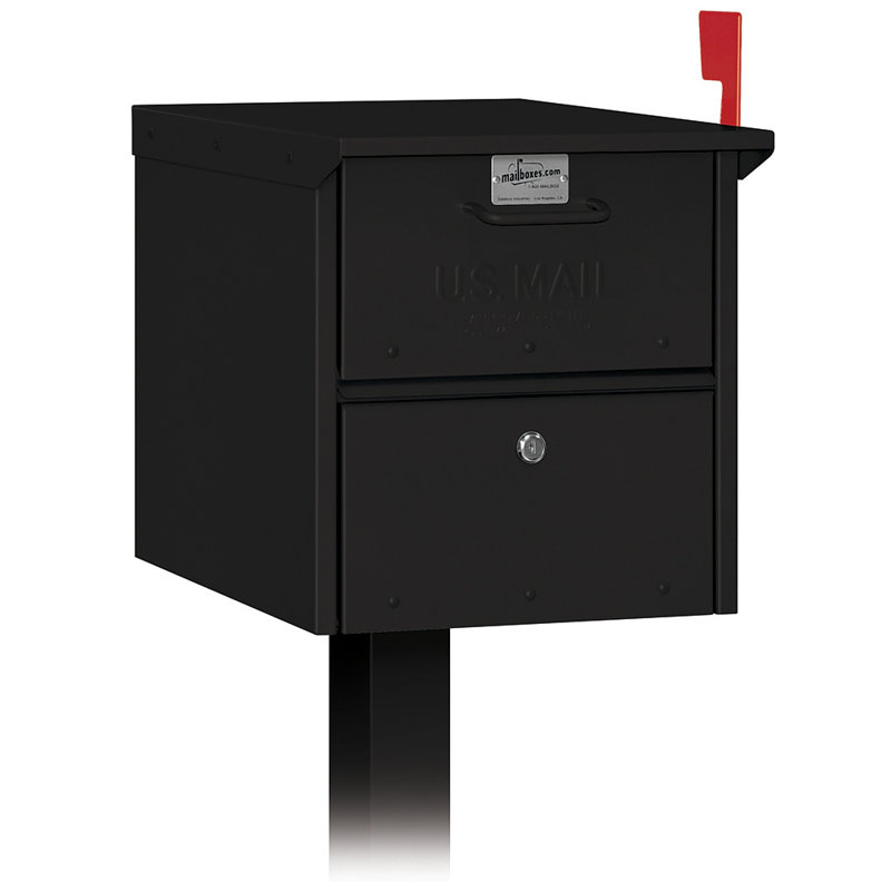 Extra Large Black Aluminum Lockable Pedestal Mailbox