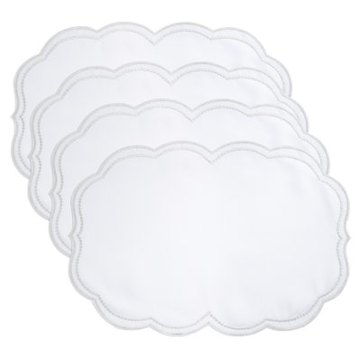 Embroidered Polka Dot Placemat w/ Scallop Edge (Set of 4)