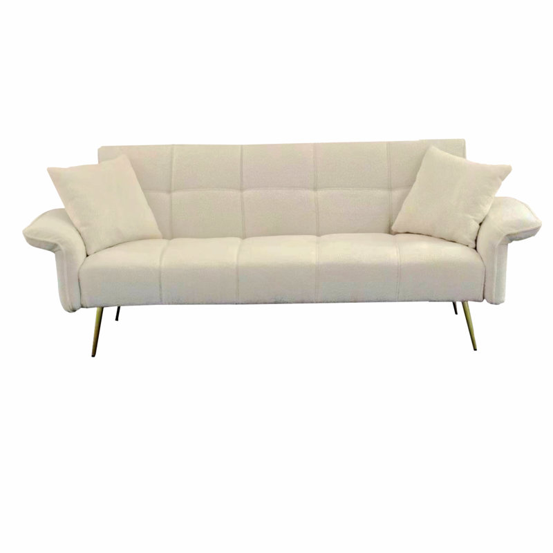 Nirvana 70.1'' Upholstered Convertible Sofa, White Velvet