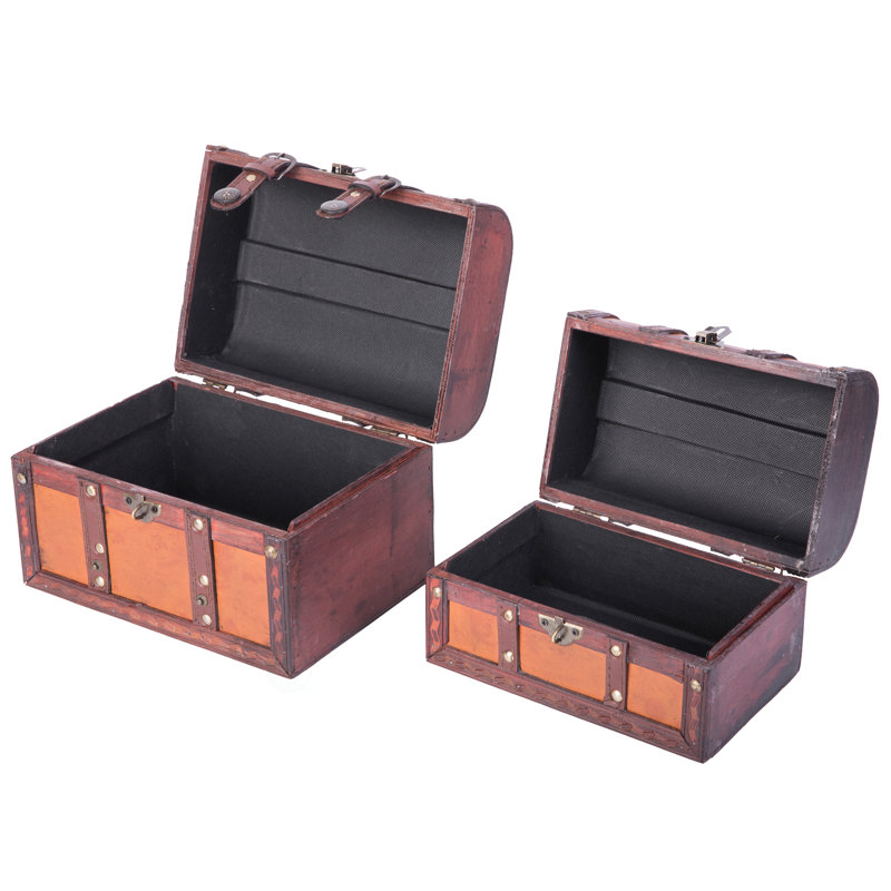 Ensemble de 2 boîtes à trésor décoratives en cuir