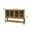 Buffet 59 "rustique avec portes cannelées en verre, console décorative en bois naturel pour le rangement de la salle à manger et du salon