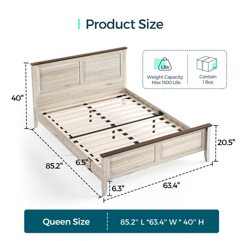 Vira Platform Bed With Headboard,Bed Frame