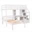 Lit plateforme mezzanine avec rangement pour plusieurs personnes en pin massif blanc et blanc avec bureau et tiroirs séparés