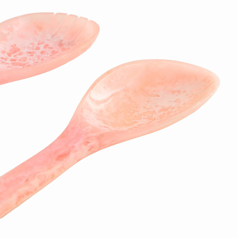 Lucente Tortoise Shell Resin Salad Server Set, Pink