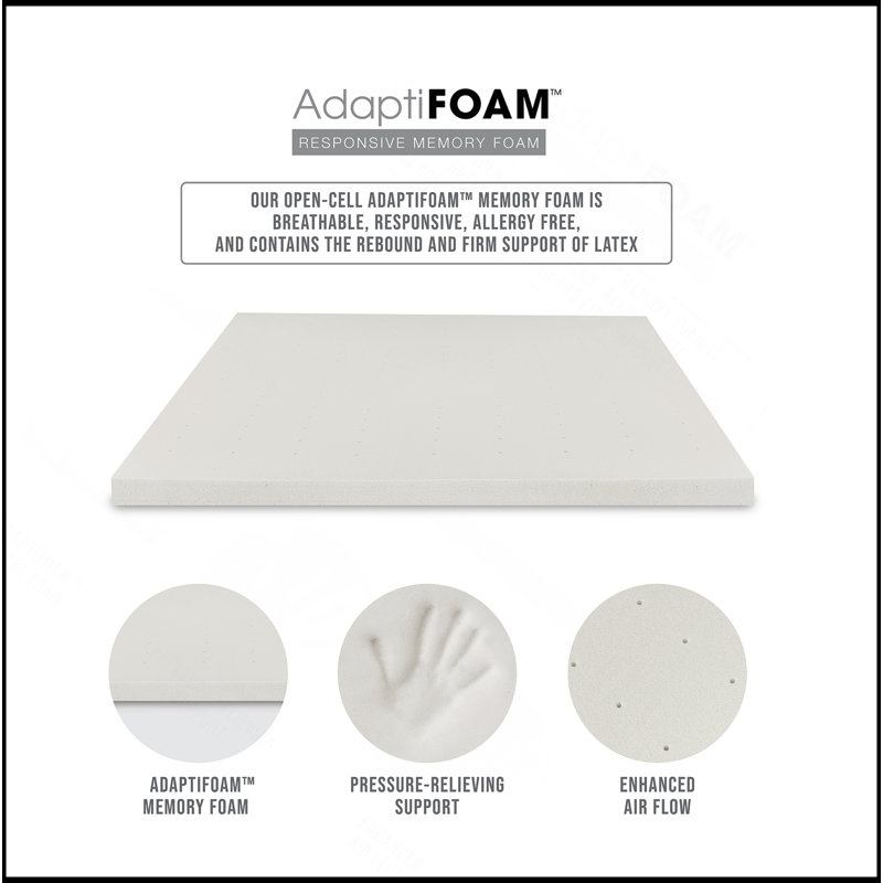 3-Inch Adaptifoam Responsive Memory Foam Mattress Topper - Twin