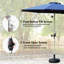Outdoor 10Ft Table Umbrella - , Waterproof, - For Garden, Deck, Backyard, Pool  Navy Blue Poolside Sun Resistance, 8 Ribs Backyard