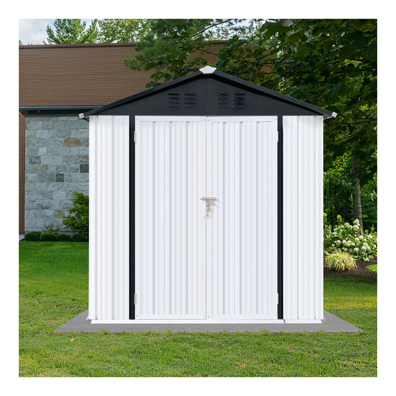 Outdoor Storage Sheds 4Ftx6ft Apex Roof White+Black
