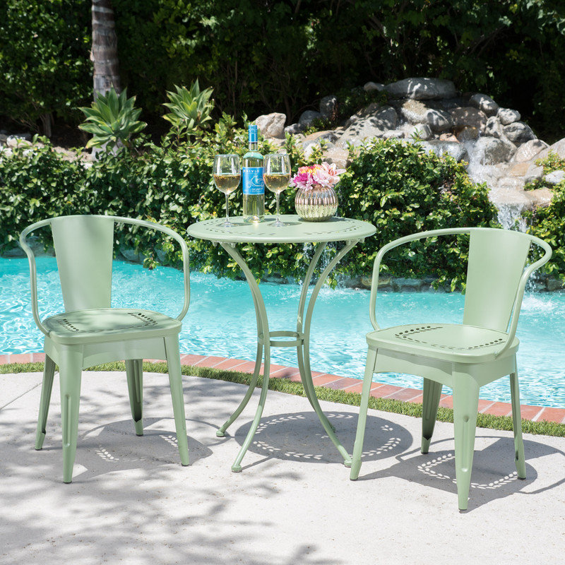3-Piece Outdoor Bistro Set with Table and Stackable Chairs