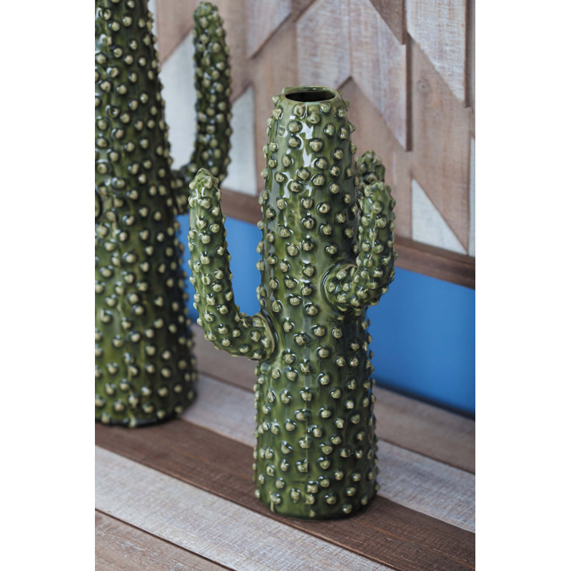 Alyse Ceramic Table Vase, Green, 12.50" H x 7.05" W x 5.40" D