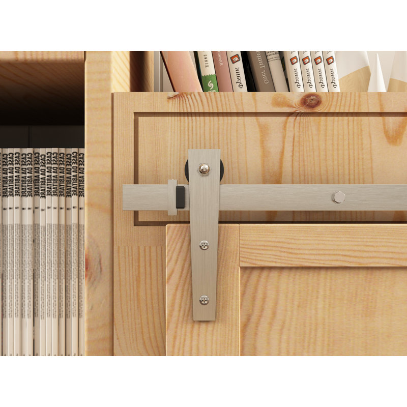 Ensemble de quincaillerie pour porte de grange à un rail Wedge Mini Standard (porte non incluse), Nickel satiné, 48 po