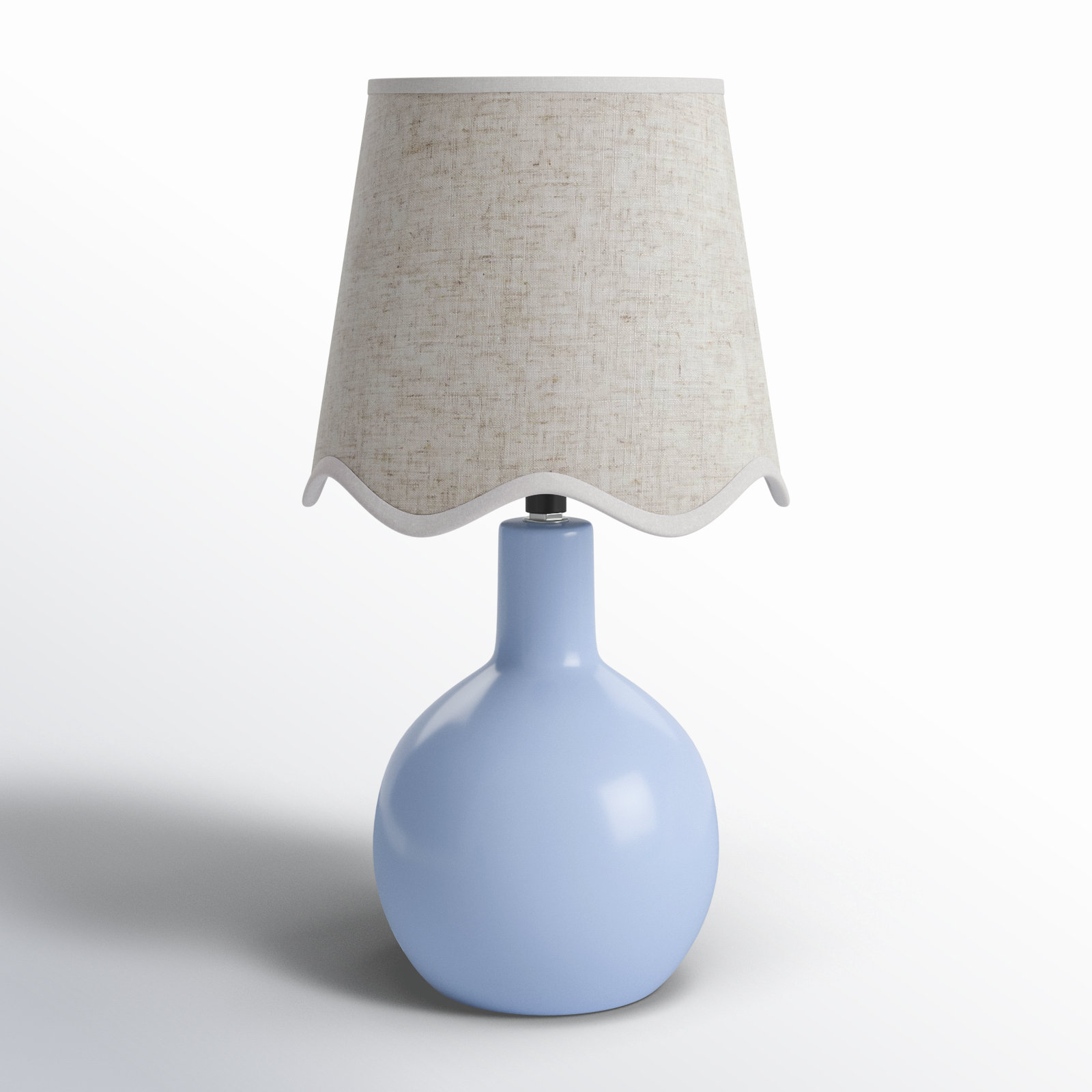 Ceramic Bedside Lamp, Blue, Beige, 15"H x 9"W x 9"D