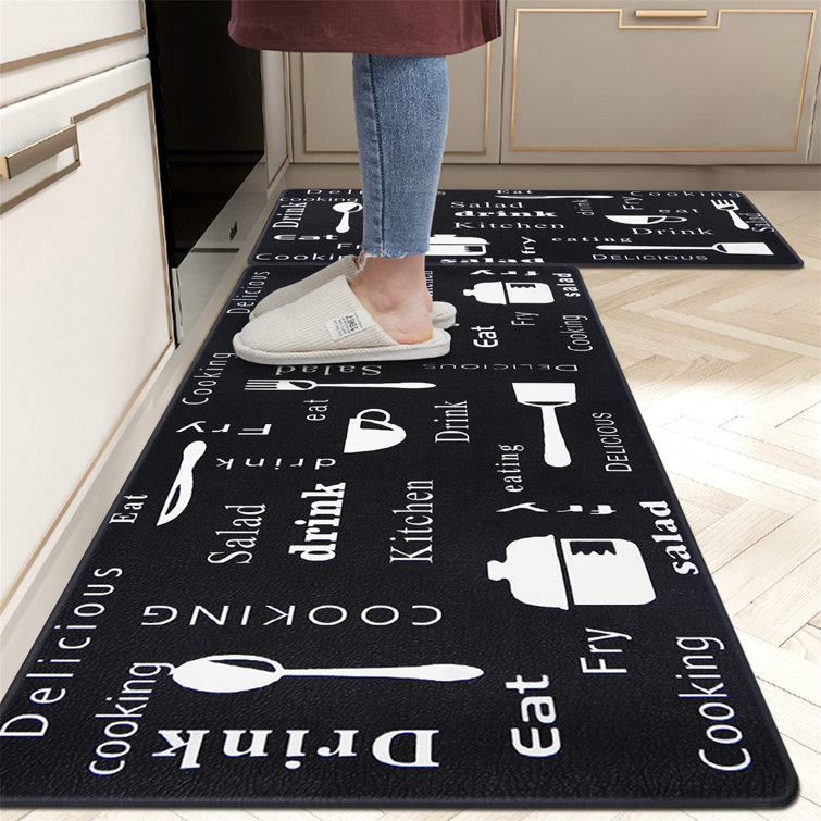 Soft Thickened Kitchen Floor Mat, Grey Non-slip Oil-proof Floor