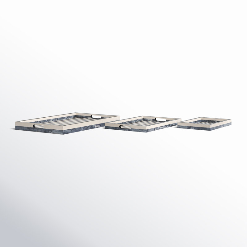 Sagebrook Home Ambroise Decorative Trays, Set of 3, Gray