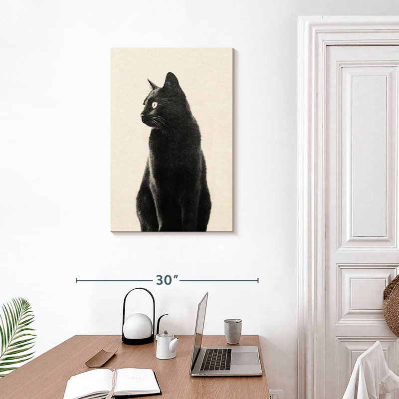 Chat noir Brampt beige, H 30 po x l 20 po
