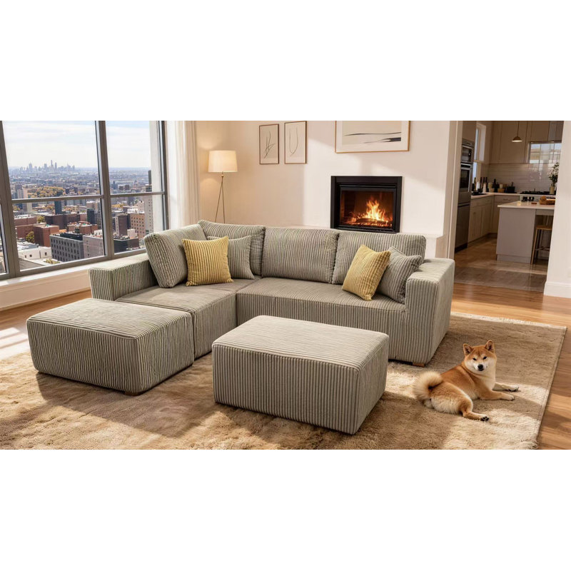 Fernvale Modular Boneless Sectional, Camel Corduroy