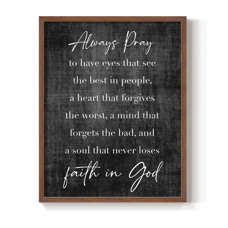 Faith in God, reproduction encadrée - bois massif, H 21 po x l 17 po, Noyer