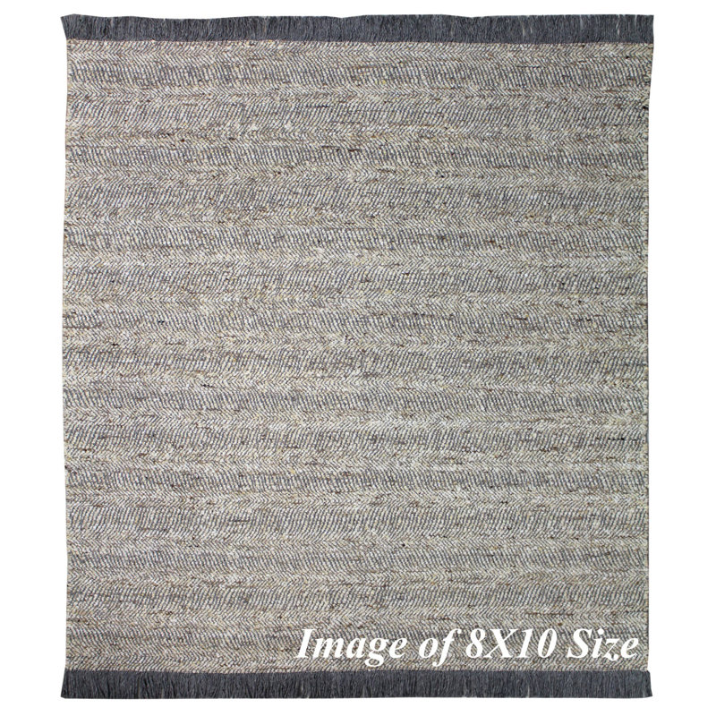 Diagonal Wool Area Rug in Brown/Charcoal/Ivory, Rectangle 8'8" x 9'9"