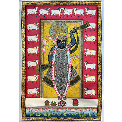 Hindu God Shrinathji Inside Cow | Pichwai Art | Wall Décor