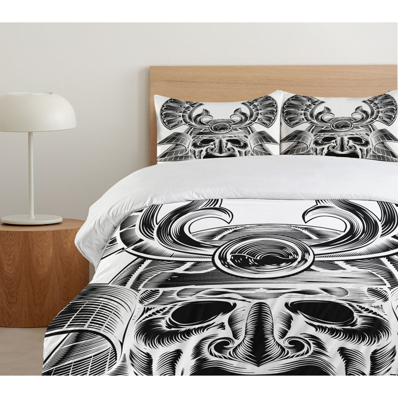 Japanese Eclectic Duvet Cover, Queen Duvet Cover + 2 Shams