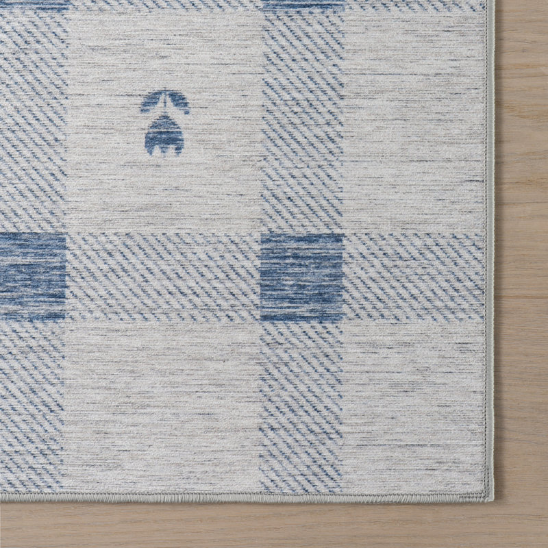 Valen Modern Plaid Machine Printed Washable Rug, Rectangle 6' x 9'
